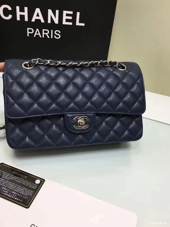 First Bag Ru 2.55 1112 CHANEL Gold Bag Flap Hardware with Calfskin royalblue Large Leather 0824